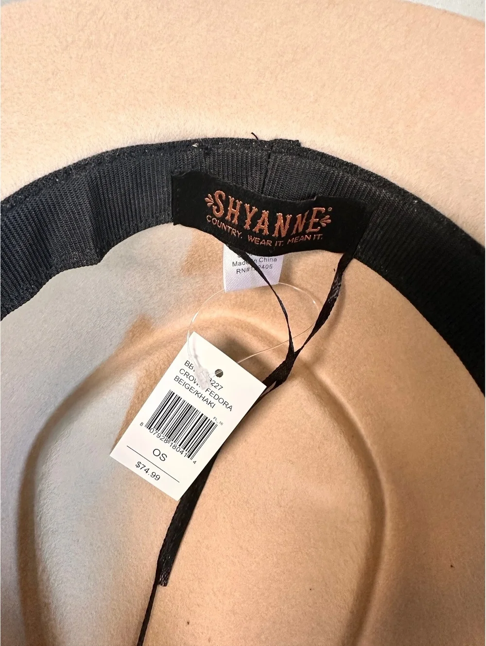 Shyanne women’s beige/tan wide-brim Western fedora hat- Size OS